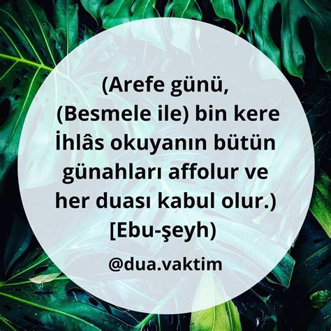 Dua Vaktim on Instagram Arefe günü Besmele ile bin İhlâs okuyanın