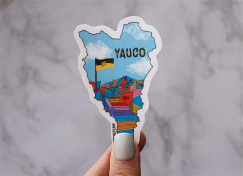 yauco map puerto rico decal matte sticker  laptop water bottles