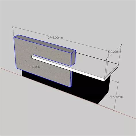 A Drawing Of A Counter With Measurements For The Top