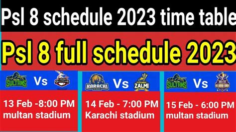 Psl 8 Schedule 2023 Time Table Psl 8 Full Schedule 2023 Pakistan