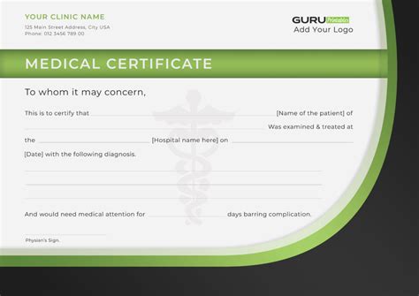 Downloadable Medical Certificate Template Guru Printables