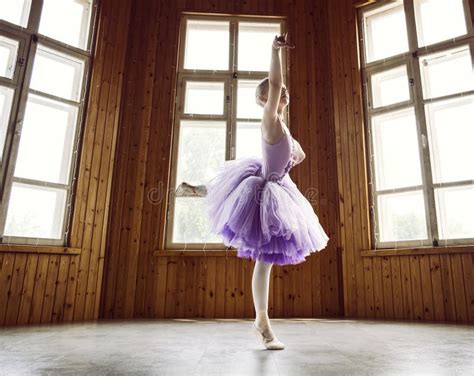 Portraits Dune Fille De Ballerine En Robe Lilas Assise Sur Une Chaise