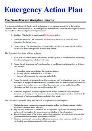 Sample Workplace Emergency Action Plan In Pdf