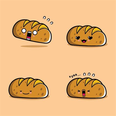 Premium Vector | Vector illustration of cute bread emoji