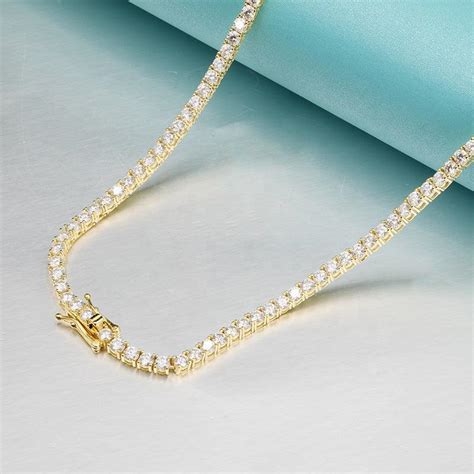 10k Solid Gold 3mm Moissanite Tennis Chain The Real Jewelry Company