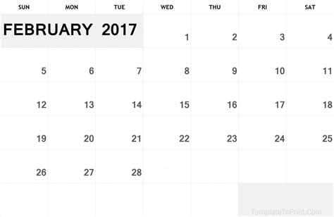 February Printable Calendar