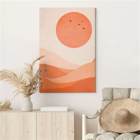 Tableau Sur Toile Paysage Harmonieux Orange Kubistika Wall Art Fr