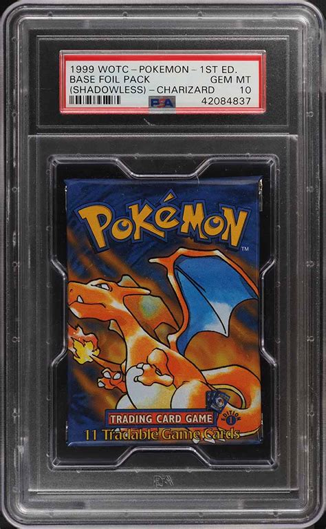 Pokemon St Edition Base Shadowless Foil Pack Charizard Psa Gem