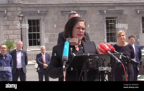 Sinn Fein Leader Mary Lou Mcdonald Speaking Leinster House Hi Res Stock