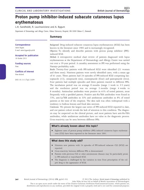 Pdf Proton Pump Inhibitor Induced Subacute Cutaneous Lupus Erythematosus