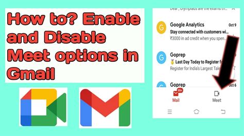 How To Enable And Disable Google Meet Option In Gmail YouTube