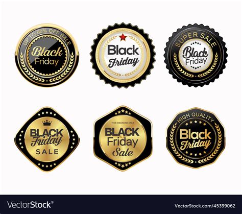 Collection Of Gold And Black Friday Badges Vector Image