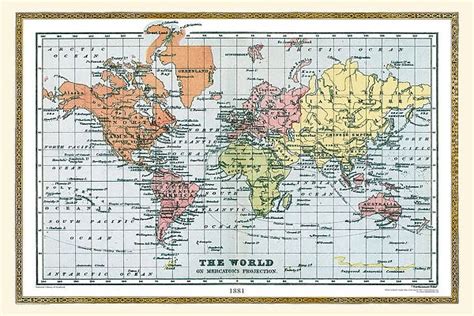 Old Map of The World 1881 available as Framed Prints, Photos, Wall Art ...