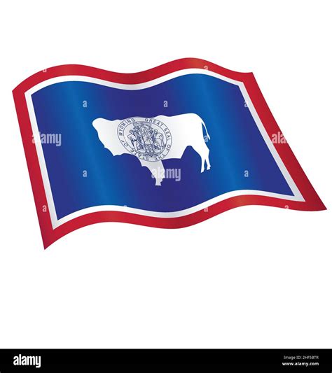 Wyoming Wy State Flag Flying Waving Silk Vector Isolated On White