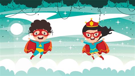 Little Funny Cartoon Superheroes Posing 2396046 Vector Art at Vecteezy