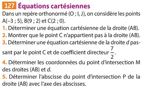 Droites Du Plan Et Syst Mes D Quations Exercice De Synth Se N