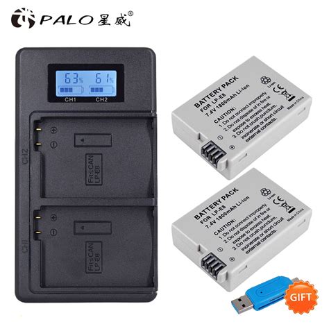 Palo Batería De 1800mah Lp E8 Lpe8 Lp E8 Batería Akku Lcd Cargador