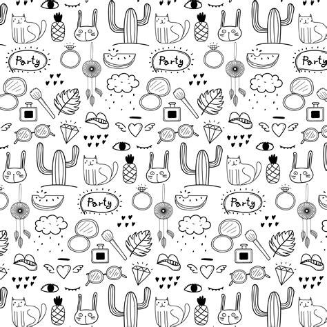 Pattern With Hand Drawn Doodle Lovely Party Background Doodle Funny