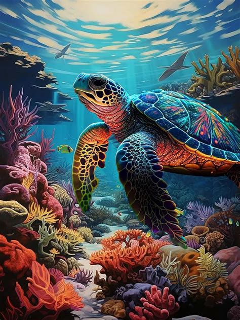 Croshom Sea Turtle Diamond Art Painting Kits For Adults Full Drill Gem