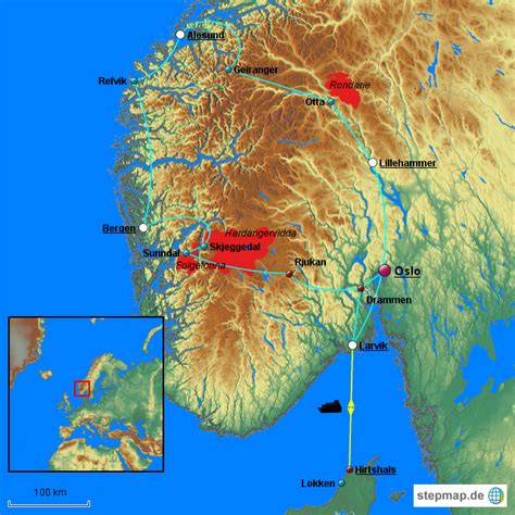 Stepmap Norwegen Übersicht Landkarte Für Norwegen