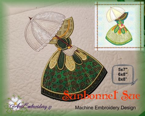 Sunbonnet Sue 1 Applique with Umbrella - Products - SWAK Embroidery