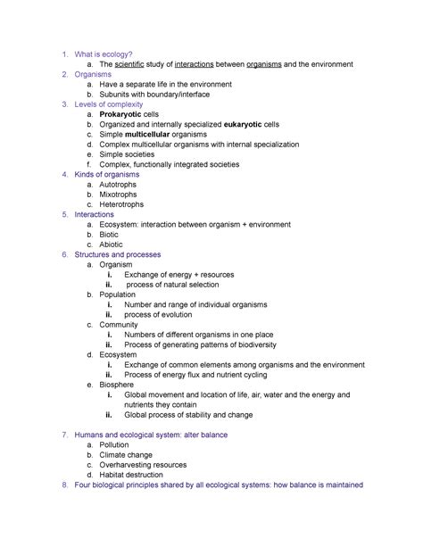 Ecology Lecture Notes 1 14 What Is Ecology A The Scientific Study