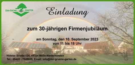 Unser 30 jähriges Firmenjubiläum Der Grüne Garten