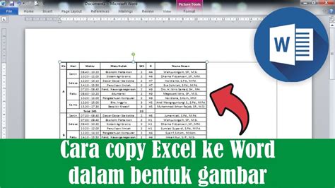 Cara Memindahkan Tabel Excel Ke Word Dalam Bentuk Gambar Youtube