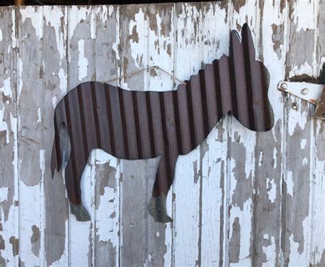 Corrugated tin donkey / rustic tin farm decor / rustic metal | Etsy