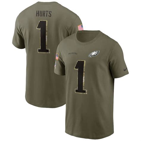 Mens Philadelphia Eagles Jalen Hurts Olive Salute To Service T