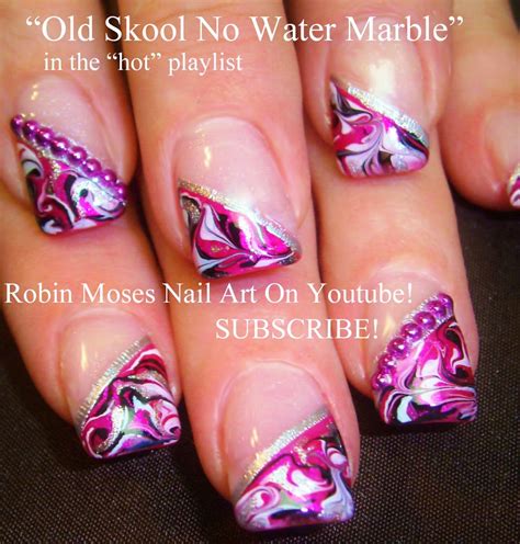 Nail Art By Robin Moses Diagonal No Water Marble Nail Art No