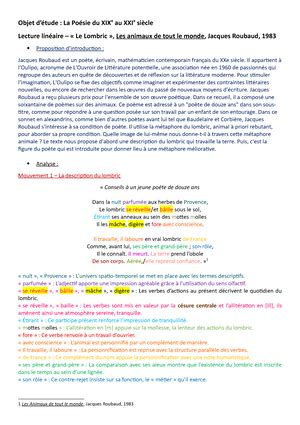 Analyse linéaire Poème L Albatros de Baudelaire Objet détude