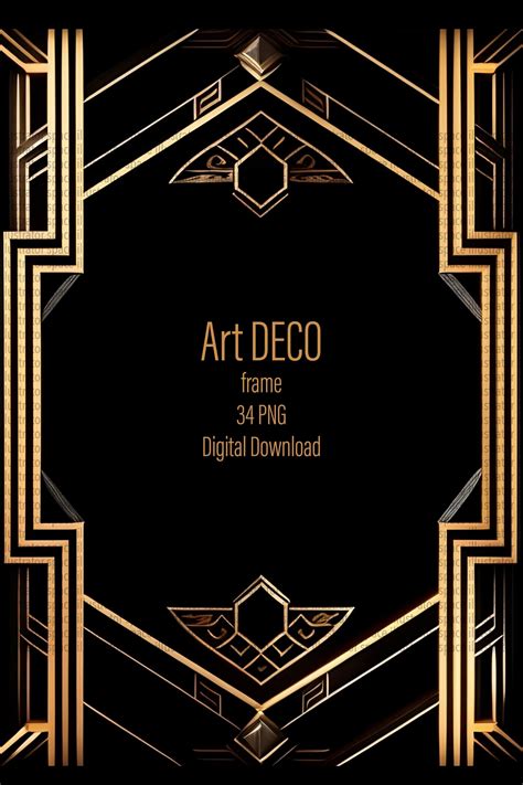 Art Deco Artwork Gold Frame Set 34 Png Digital Download