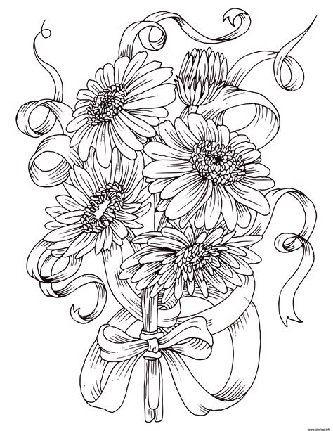 Coloriage Bouquet De Fleurs Adulte Complexe Realiste JeColorie