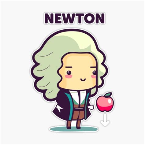 Isaac Newton Physicist Caricature Sticker Inch Glossy