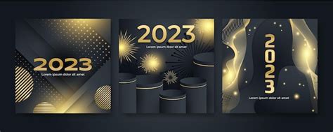 Kreatives Konzept Von Happy New Year Poster Set Designvorlagen Mit