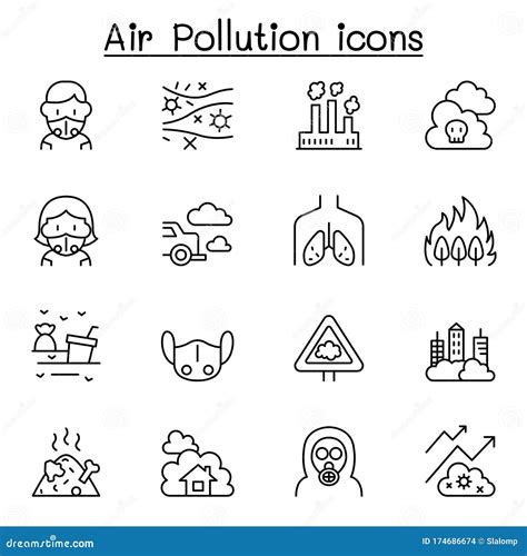 Icono De Contaminaci N Atmosf Rica Fijado En El Estilo De La L Nea