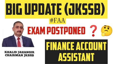 Jkssb Finance Account Assistant Exam Postponed 2022 Jkssb Finance