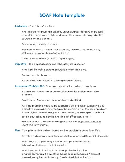 Notes Template Report Template Prescription Pad Soap Note Review Of