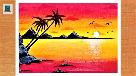 Easy Oil Pastel Drawing How To Draw Oil Pastel Sunset Scenery