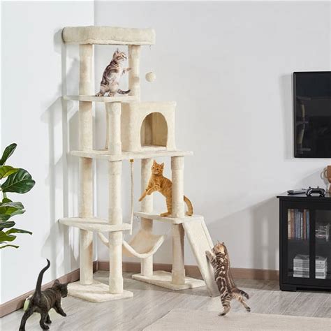 Topeakmart Multilevel Cat Tree Condo Scratching Posts With Hammock