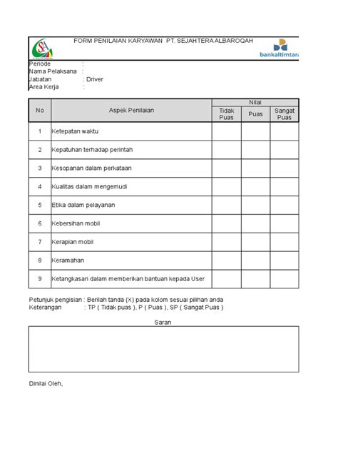 Form Penilaian Driver Pdf