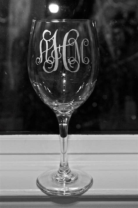 Monogrammed Etched Wine Glass Silhouette Cameo Projects Silhouette Crafts Glass Etching