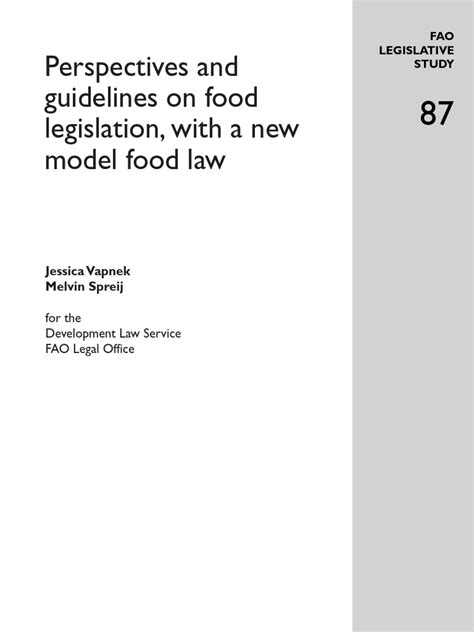 Perspectives And Guidelines On Food Legislation 1pdf World Trade