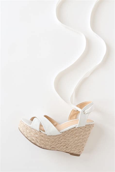 Cute White Wedge Sandals