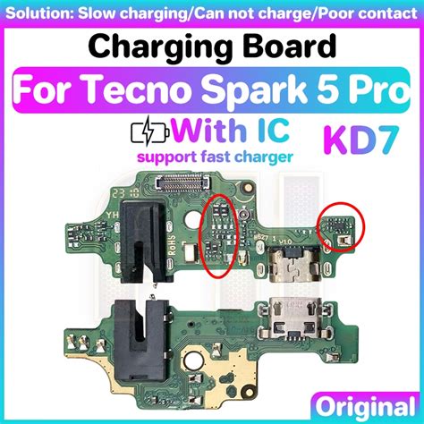 USB Charging Charger Port Board For Tecno Spark 5 Pro KD7 With IC USB