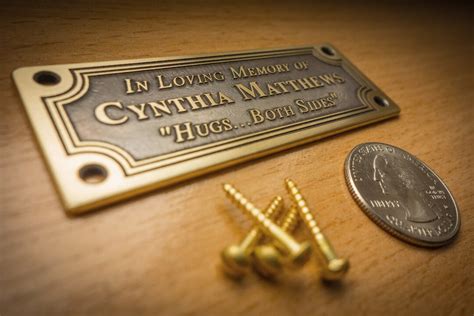 Memorial Nameplate Bench Name Plate Brass Plaque Memorial Name