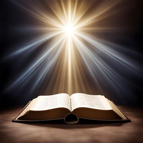 Holy Bible With Rays Of Light Coming Premium Ai Generated Image