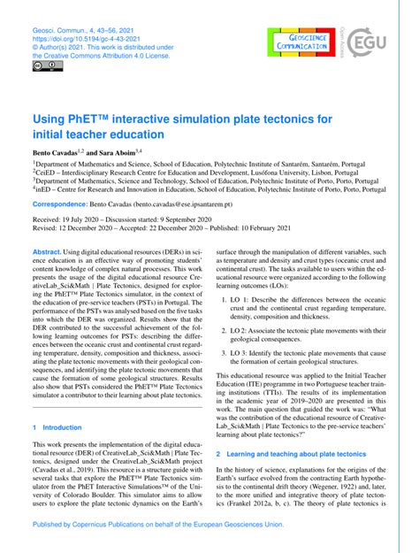 PDF Using PhET Interactive Simulation Plate Tectonics For Initial