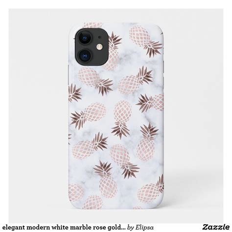 Elegant Modern White Marble Rose Gold Pineapple Case Mate Iphone Case